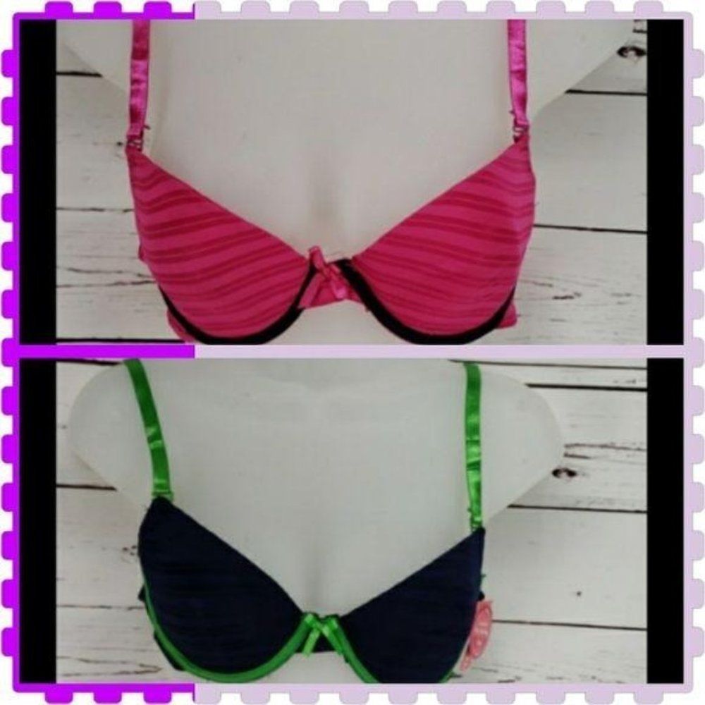 Mix & Co Women's New 2 Pack Pink‎ Navy Blue Bra Sets 34C
